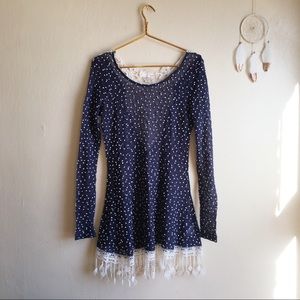 A’reve Blue and bone white sweater dress